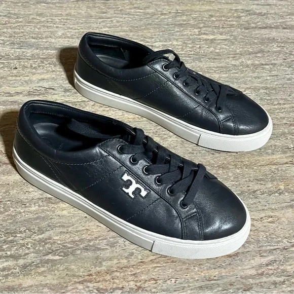 Tory Burch black leather sneakers